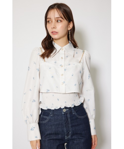rienda(リエンダ)の「チェーンデザインシャーリングブラウス 秋服 冬服(シャツ/ブラウス・レディース・ブラック/ブラウン系その他/ホワイト系その他・FREE)」の4枚目の写真