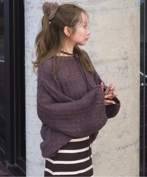 LAULEN(ローレン)の「texture volume sleeve knit /テクスチャーボリュームスリーブニット(ニット/セーター・レディース・ブラウン/チャコールグレー/ブラック・FREE)」の3枚目の写真