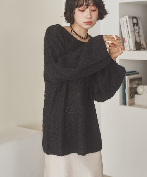 LAULEN(ローレン)の「texture volume sleeve knit /テクスチャーボリュームスリーブニット(ニット/セーター・レディース・ブラウン/チャコールグレー/ブラック・FREE)」の1枚目の写真