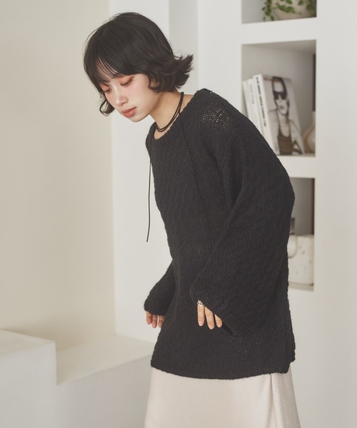 LAULEN(ローレン)の「texture volume sleeve knit /テクスチャーボリュームスリーブニット(ニット/セーター・レディース・ブラウン/チャコールグレー/ブラック・FREE)」の4枚目の写真