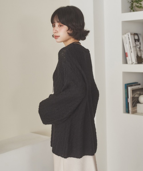 LAULEN(ローレン)の「texture volume sleeve knit /テクスチャーボリュームスリーブニット(ニット/セーター・レディース・ブラウン/チャコールグレー/ブラック・FREE)」の5枚目の写真