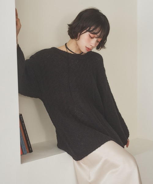 LAULEN(ローレン)の「texture volume sleeve knit /テクスチャーボリュームスリーブニット(ニット/セーター・レディース・ブラウン/チャコールグレー/ブラック・FREE)」の8枚目の写真
