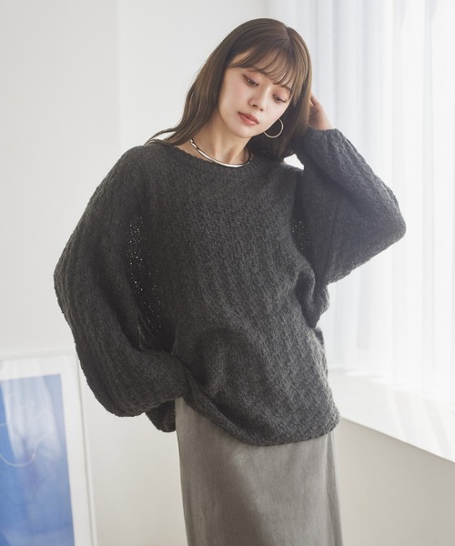 LAULEN(ローレン)の「texture volume sleeve knit /テクスチャーボリュームスリーブニット(ニット/セーター・レディース・ブラウン/チャコールグレー/ブラック・FREE)」の14枚目の写真
