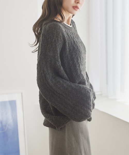 LAULEN(ローレン)の「texture volume sleeve knit /テクスチャーボリュームスリーブニット(ニット/セーター・レディース・ブラウン/チャコールグレー/ブラック・FREE)」の15枚目の写真