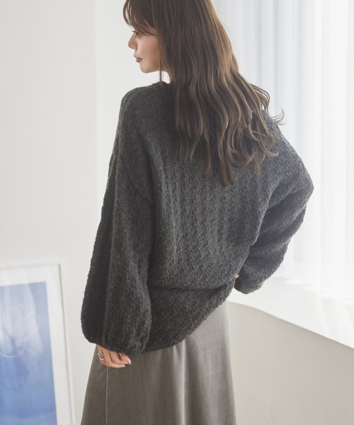 LAULEN(ローレン)の「texture volume sleeve knit /テクスチャーボリュームスリーブニット(ニット/セーター・レディース・ブラウン/チャコールグレー/ブラック・FREE)」の16枚目の写真