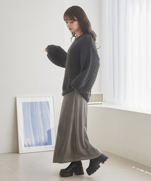LAULEN(ローレン)の「texture volume sleeve knit /テクスチャーボリュームスリーブニット(ニット/セーター・レディース・ブラウン/チャコールグレー/ブラック・FREE)」の18枚目の写真