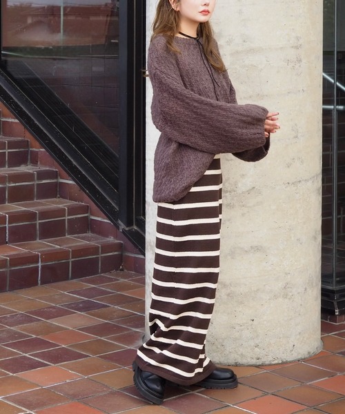 LAULEN(ローレン)の「texture volume sleeve knit /テクスチャーボリュームスリーブニット(ニット/セーター・レディース・ブラウン/チャコールグレー/ブラック・FREE)」の20枚目の写真