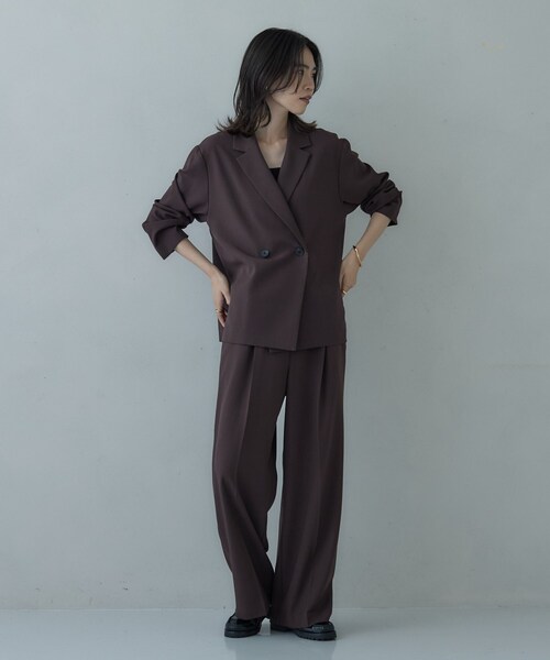 GALLEST（ギャレスト）の「Comfy SET UP｜ダブルブレストイージージャケット【セットアップ対応】（テーラードジャケット・レディース・ブラック/ブラウン系その他/ベージュ・40/38/36）」の5枚目の写真