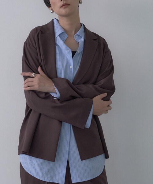 GALLEST（ギャレスト）の「Comfy SET UP｜ダブルブレストイージージャケット【セットアップ対応】（テーラードジャケット・レディース・ブラック/ブラウン系その他/ベージュ・40/38/36）」の14枚目の写真