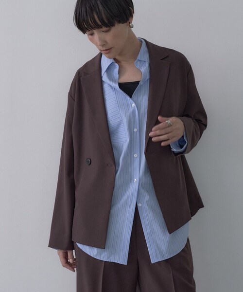 GALLEST（ギャレスト）の「Comfy SET UP｜ダブルブレストイージージャケット【セットアップ対応】（テーラードジャケット・レディース・ブラック/ブラウン系その他/ベージュ・40/38/36）」の15枚目の写真
