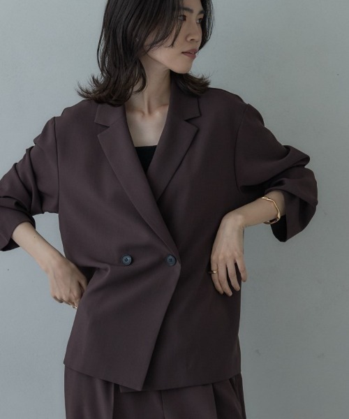 GALLEST（ギャレスト）の「Comfy SET UP｜ダブルブレストイージージャケット【セットアップ対応】（テーラードジャケット・レディース・ブラック/ブラウン系その他/ベージュ・40/38/36）」の2枚目の写真
