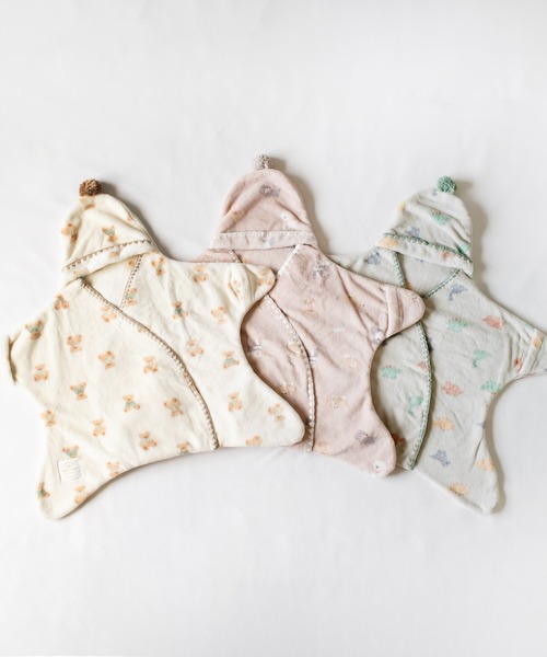 mocmof（モクモフ）の「アニマル総柄 ベビー おくるみ（おくるみ・キッズ・アイボリー/グリーン系その他3/ピンク・M size/S size）」の4枚目の写真