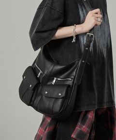 Alex ショルダーバック Alfred Alex】synthetic leather drawstring shoulder bag
