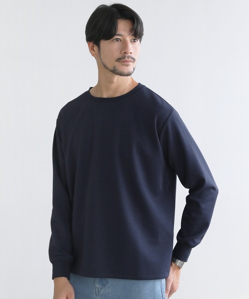 SPU(スプ)の「【抗ピリング・抗しわ】ハイポンチ長袖カットソー(Tシャツ/カットソー・メンズ・チャコール/ネイビー/ホワイト/グレー/杢グレー/ブラック・S/M/L/XL)」の6枚目の写真