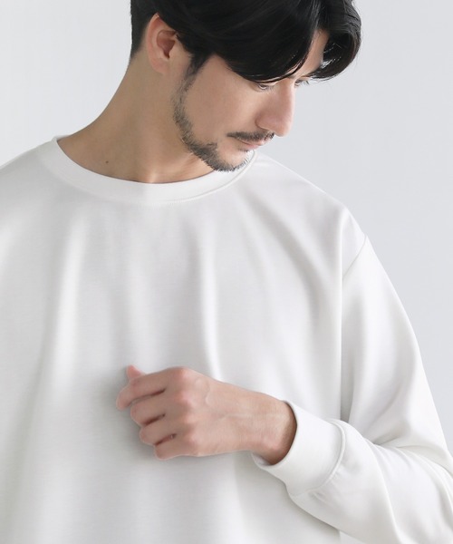 SPU(スプ)の「【抗ピリング・抗しわ】ハイポンチ長袖カットソー(Tシャツ/カットソー・メンズ・チャコール/ネイビー/ホワイト/グレー/杢グレー/ブラック・S/M/L/XL)」の8枚目の写真