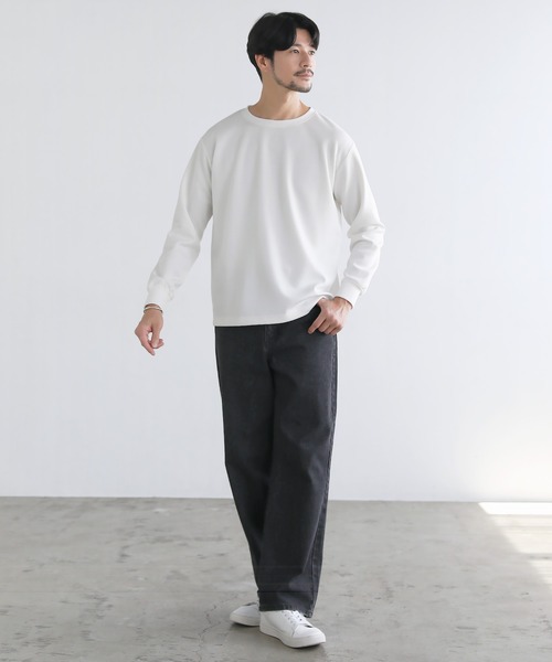 SPU(スプ)の「【抗ピリング・抗しわ】ハイポンチ長袖カットソー(Tシャツ/カットソー・メンズ・チャコール/ネイビー/ホワイト/グレー/杢グレー/ブラック・S/M/L/XL)」の9枚目の写真
