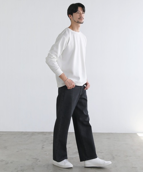 SPU(スプ)の「【抗ピリング・抗しわ】ハイポンチ長袖カットソー(Tシャツ/カットソー・メンズ・チャコール/ネイビー/ホワイト/グレー/杢グレー/ブラック・S/M/L/XL)」の11枚目の写真