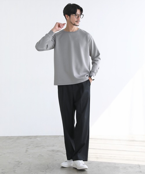 SPU(スプ)の「【抗ピリング・抗しわ】ハイポンチ長袖カットソー(Tシャツ/カットソー・メンズ・チャコール/ネイビー/ホワイト/グレー/杢グレー/ブラック・S/M/L/XL)」の18枚目の写真