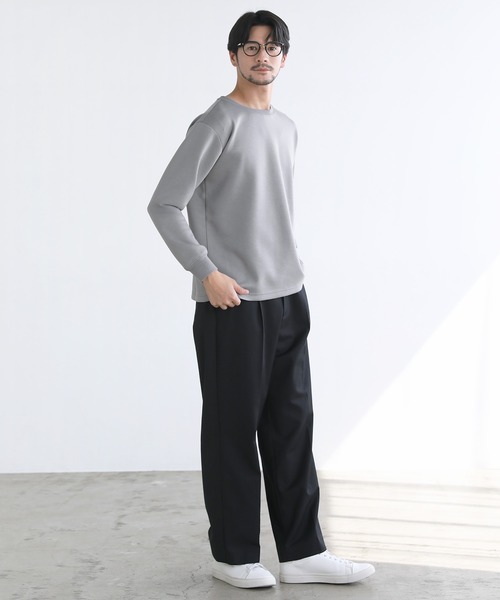 SPU(スプ)の「【抗ピリング・抗しわ】ハイポンチ長袖カットソー(Tシャツ/カットソー・メンズ・チャコール/ネイビー/ホワイト/グレー/杢グレー/ブラック・S/M/L/XL)」の19枚目の写真