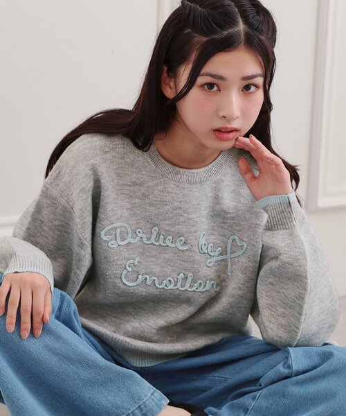 セール】コード風ステッチニットプルオーバー（ニット/セーター