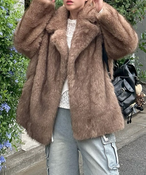 HTH ブラウン ファーコート Fサイズ HTH ブラウン ファーコート Fサイズ HTH ブラウン ファーコート F