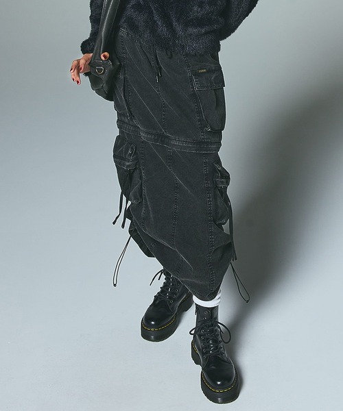 X-girl(エックスガール)の「CONVERTIBLE CARGO SKIRT(スカート・レディース・ブラック/カモフラージュ・S/M)」の15枚目の写真