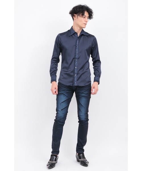 TORNADO MART（トルネードマート）の「ﾚｰｽｱｸｾﾝﾄｽﾄｰﾙﾂｷｼｬﾂ（シャツ/ブラウス・メンズ・ボルドー/ネイビー/ブラック・MEDIUM/LARGE/LL/XXL）」の15枚目の写真