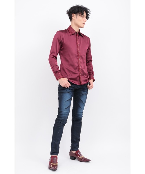 TORNADO MART（トルネードマート）の「ﾚｰｽｱｸｾﾝﾄｽﾄｰﾙﾂｷｼｬﾂ（シャツ/ブラウス・メンズ・ボルドー/ネイビー/ブラック・MEDIUM/LARGE/LL/XXL）」の6枚目の写真