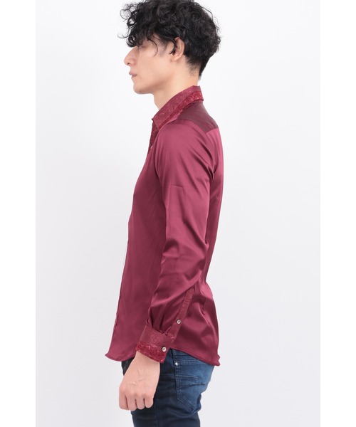 TORNADO MART（トルネードマート）の「ﾚｰｽｱｸｾﾝﾄｽﾄｰﾙﾂｷｼｬﾂ（シャツ/ブラウス・メンズ・ボルドー/ネイビー/ブラック・MEDIUM/LARGE/LL/XXL）」の8枚目の写真