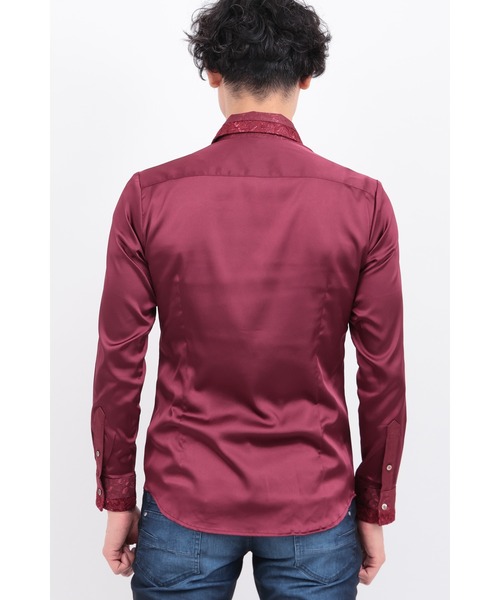 TORNADO MART（トルネードマート）の「ﾚｰｽｱｸｾﾝﾄｽﾄｰﾙﾂｷｼｬﾂ（シャツ/ブラウス・メンズ・ボルドー/ネイビー/ブラック・MEDIUM/LARGE/LL/XXL）」の9枚目の写真