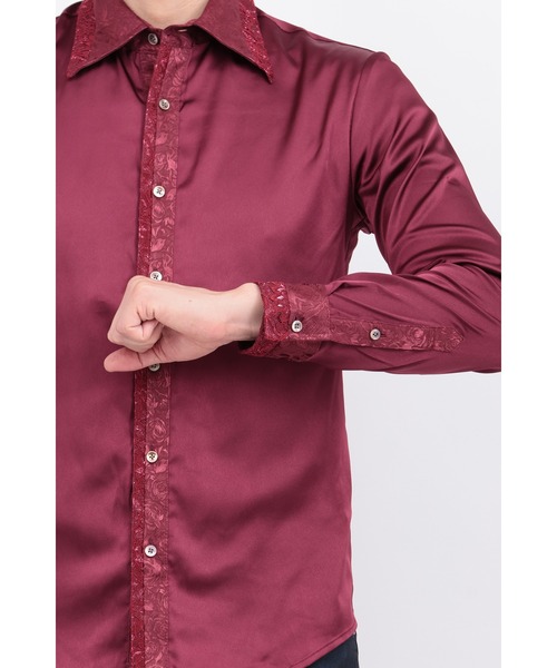 TORNADO MART（トルネードマート）の「ﾚｰｽｱｸｾﾝﾄｽﾄｰﾙﾂｷｼｬﾂ（シャツ/ブラウス・メンズ・ボルドー/ネイビー/ブラック・MEDIUM/LARGE/LL/XXL）」の11枚目の写真