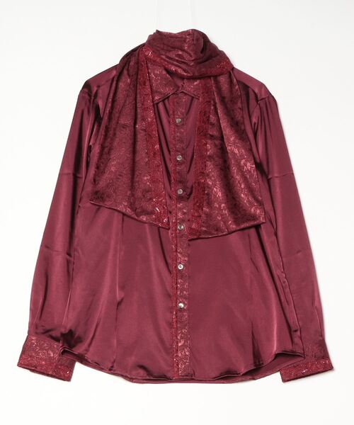 TORNADO MART（トルネードマート）の「ﾚｰｽｱｸｾﾝﾄｽﾄｰﾙﾂｷｼｬﾂ（シャツ/ブラウス・メンズ・ボルドー/ネイビー/ブラック・MEDIUM/LARGE/LL/XXL）」の12枚目の写真