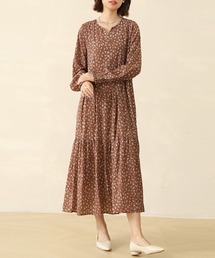 総柄ティアードワンピース