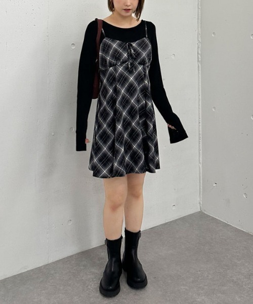 M me eme エムミーエメ バイアスチェックミニワンピース セール】'バイアスチェックアソートミニキャミワンピース'（ワンピース