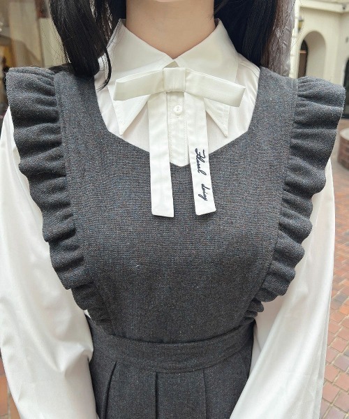 F i.n.t（フィント）の「バックリボン2wayエプロンジャンパースカート（ジャンパースカート・レディース・ブラウン/グレー・FREE）」の5枚目の写真