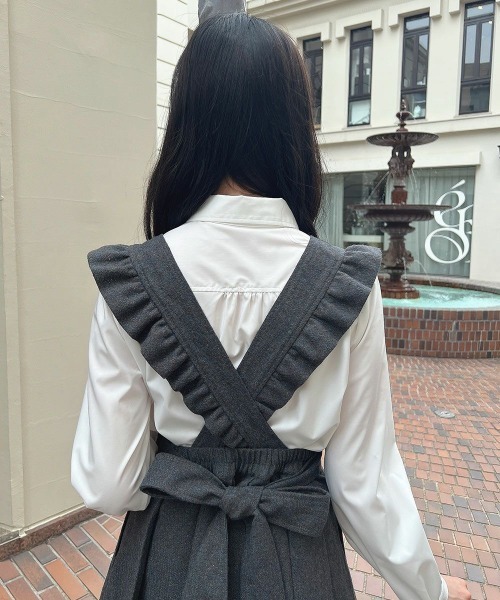 F i.n.t（フィント）の「バックリボン2wayエプロンジャンパースカート（ジャンパースカート・レディース・ブラウン/グレー・FREE）」の9枚目の写真