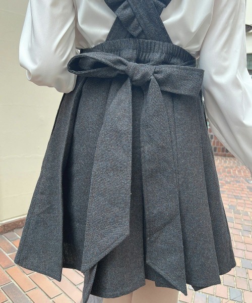 F i.n.t（フィント）の「バックリボン2wayエプロンジャンパースカート（ジャンパースカート・レディース・ブラウン/グレー・FREE）」の10枚目の写真