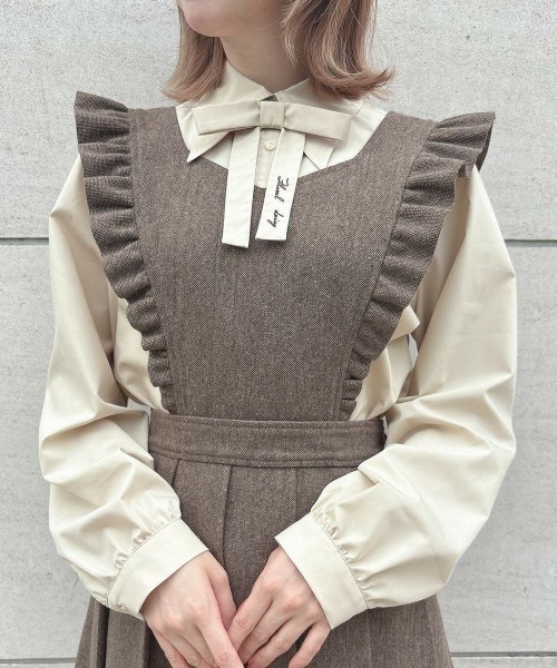 F i.n.t（フィント）の「バックリボン2wayエプロンジャンパースカート（ジャンパースカート・レディース・ブラウン/グレー・FREE）」の14枚目の写真