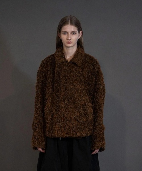 my beautiful landlet(マイビューティフルランドレット)の「【my beautiful landlet】 SHAGGY RIDERS JACKET(ライダースジャケット・メンズ・グレー/ブラック/ベージュ/オレンジ・0/1)」の4枚目の写真