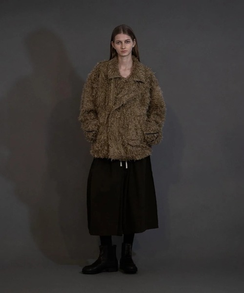 my beautiful landlet(マイビューティフルランドレット)の「【my beautiful landlet】 SHAGGY RIDERS JACKET(ライダースジャケット・メンズ・グレー/ブラック/ベージュ/オレンジ・0/1)」の7枚目の写真