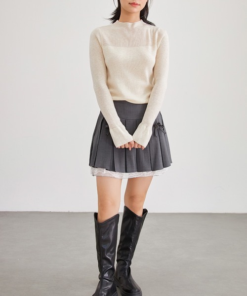 Lace Ladies(レースレディース)の「オフネック スパンコール リブミックス ニット プルオーバー(ニット/セーター・レディース・グレー/ブラック/アイボリー・FREE)」の17枚目の写真