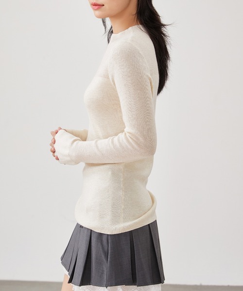 Lace Ladies(レースレディース)の「オフネック スパンコール リブミックス ニット プルオーバー(ニット/セーター・レディース・グレー/ブラック/アイボリー・FREE)」の20枚目の写真