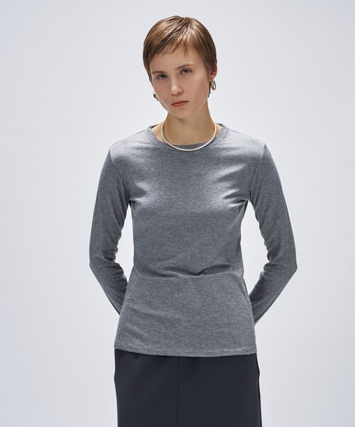 cloenc（クロエンス）の「【手洗い可】ウール混クルーネックプルオーバー（Tシャツ/カットソー・レディース・グレー系4/ブラック/ベージュ系8/オフホワイト・02）」の3枚目の写真