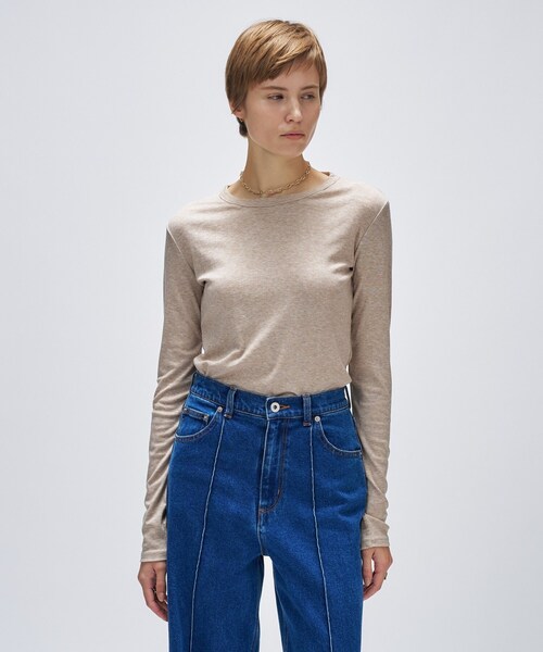 cloenc（クロエンス）の「【手洗い可】ウール混クルーネックプルオーバー（Tシャツ/カットソー・レディース・グレー系4/ブラック/ベージュ系8/オフホワイト・02）」の4枚目の写真