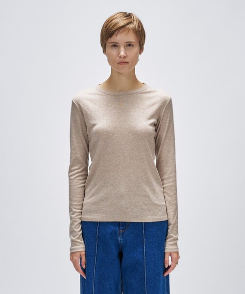 cloenc（クロエンス）の「【手洗い可】ウール混クルーネックプルオーバー（Tシャツ/カットソー・レディース・グレー系4/ブラック/ベージュ系8/オフホワイト・02）」の11枚目の写真