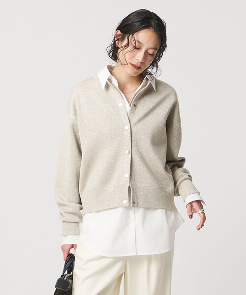 セール】ラメ ニット スウェット カーディガン ‐ウォッシャブル