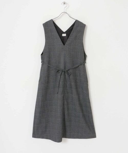 URBAN RESEARCH DOORS（アーバンリサーチドアーズ）の「『UR TECH』ツイルフレアジャンパースカート（ワンピース・レディース・チェック/ブラック・MEDIUM）」の10枚目の写真