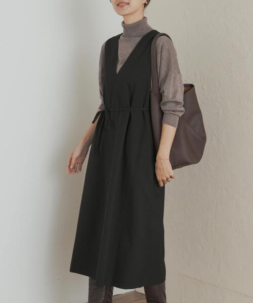 URBAN RESEARCH DOORS（アーバンリサーチドアーズ）の「『UR TECH』ツイルフレアジャンパースカート（ワンピース・レディース・チェック/ブラック・MEDIUM）」の17枚目の写真