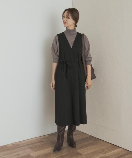 URBAN RESEARCH DOORS（アーバンリサーチドアーズ）の「『UR TECH』ツイルフレアジャンパースカート（ワンピース・レディース・チェック/ブラック・MEDIUM）」の22枚目の写真