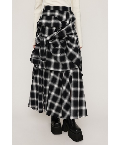 SLY(スライ)の「【再入荷】PLAID LAYERED L/SK プレイド レイヤード ロングスカート 秋服 冬服(スカート・レディース・ブラック系その他2・1/2)」の1枚目の写真